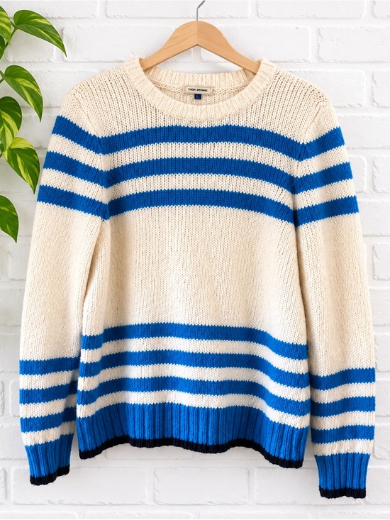COURT & ROWE Sweaters - Court & Rowe Super Soft 100% Cotton Striped Sweater Size Small Coastal Preppy